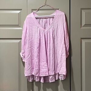 Free People Soft Pink V-Neck Blouse